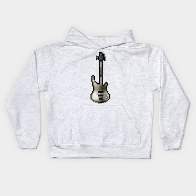 Tiled Pixel White K5 Bass Guitar Upright Kids Hoodie by gkillerb